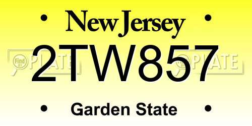 2TW857 New Jersey License Plate