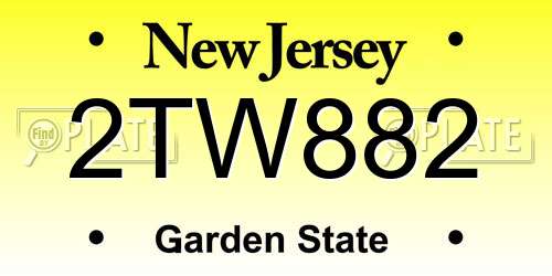 2TW882 New Jersey License Plate