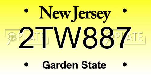 2TW887 New Jersey License Plate