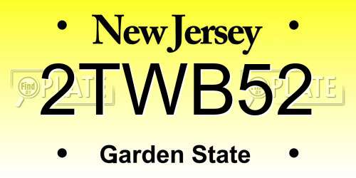 2TWB52 New Jersey License Plate