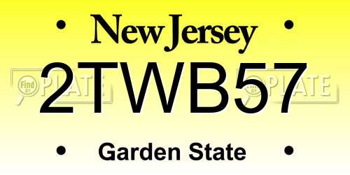 2TWB57 New Jersey License Plate