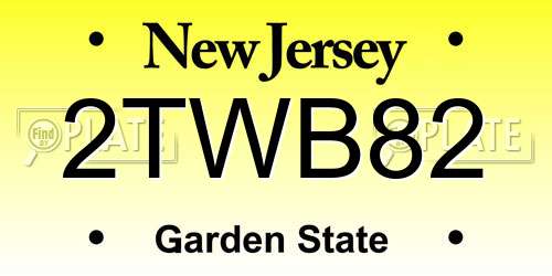 2TWB82 New Jersey License Plate