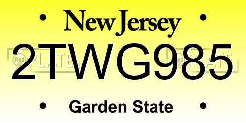 2TWG985 New Jersey License Plate