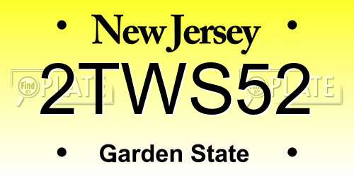 2TWS52 New Jersey License Plate