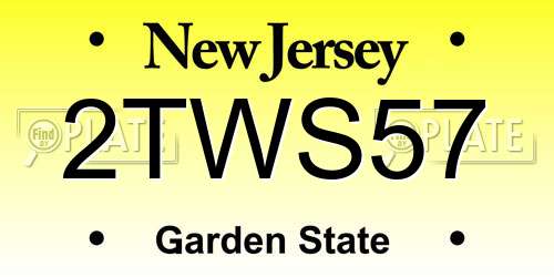 2TWS57 New Jersey License Plate
