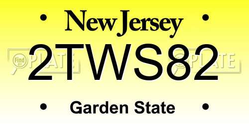 2TWS82 New Jersey License Plate