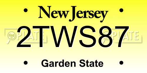 2TWS87 New Jersey License Plate