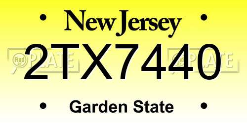 2TX7440 New Jersey License Plate
