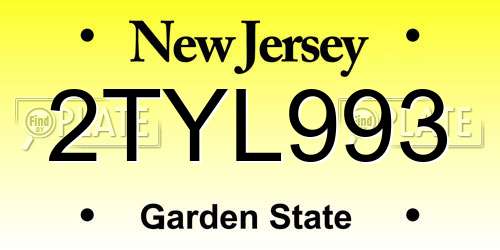 2TYL993 New Jersey License Plate