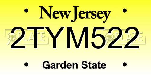2TYM522 New Jersey License Plate