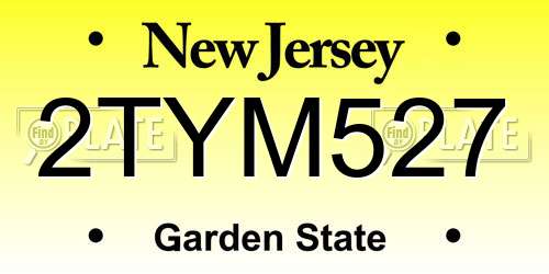 2TYM527 New Jersey License Plate