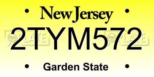 2TYM572 New Jersey License Plate