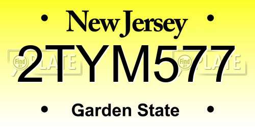 2TYM577 New Jersey License Plate