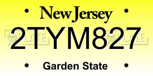 2TYM827 New Jersey License Plate