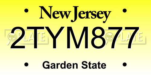 2TYM877 New Jersey License Plate