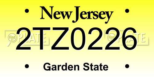 2TZ0226 New Jersey License Plate