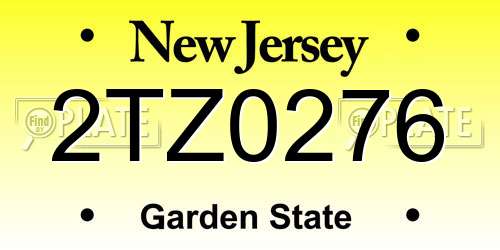 2TZ0276 New Jersey License Plate