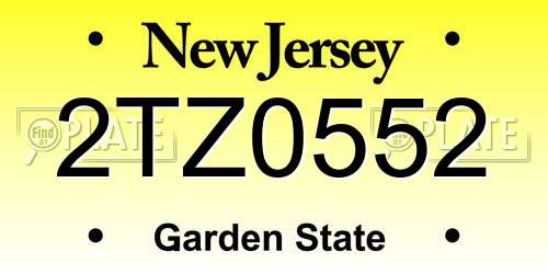 2TZ0552 New Jersey License Plate