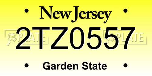 2TZ0557 New Jersey License Plate