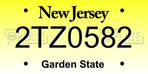 2TZ0582 New Jersey License Plate
