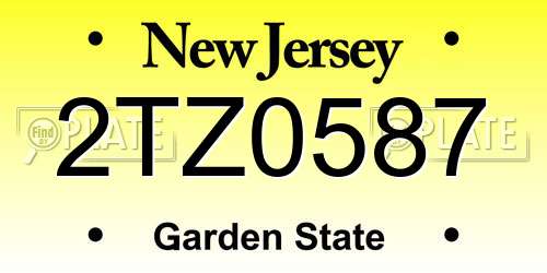 2TZ0587 New Jersey License Plate