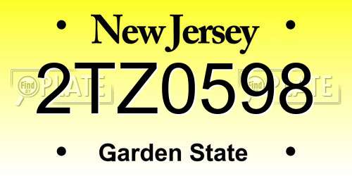 2TZ0598 New Jersey License Plate
