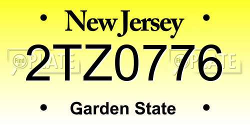 2TZ0776 New Jersey License Plate