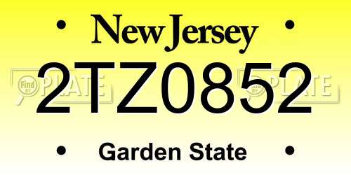 2TZ0852 New Jersey License Plate