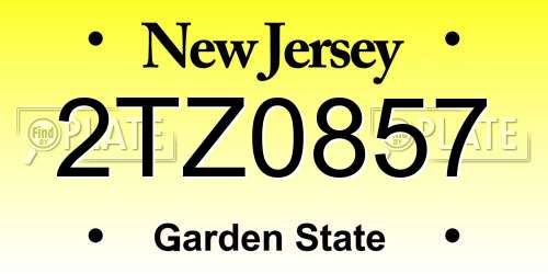 2TZ0857 New Jersey License Plate