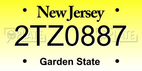 2TZ0887 New Jersey License Plate