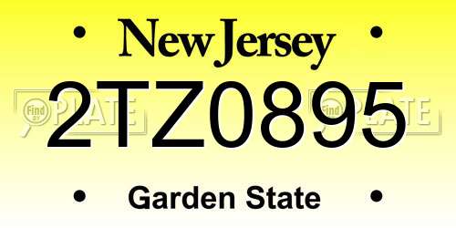 2TZ0895 New Jersey License Plate