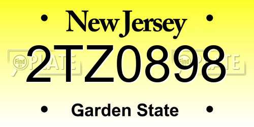 2TZ0898 New Jersey License Plate