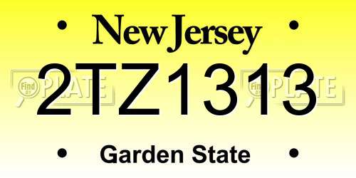 2TZ1313 New Jersey License Plate