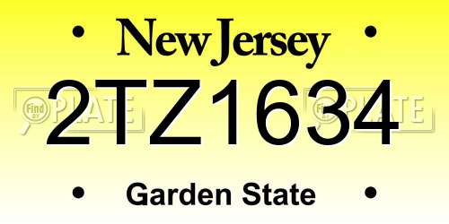 2TZ1634 New Jersey License Plate