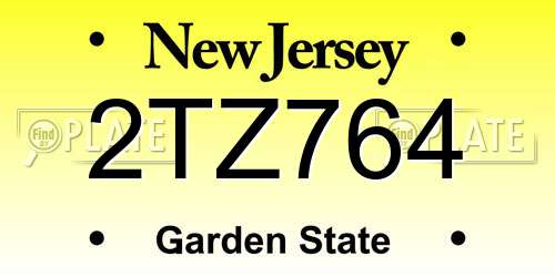 2TZ764 New Jersey License Plate