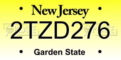 2TZD276 New Jersey License Plate