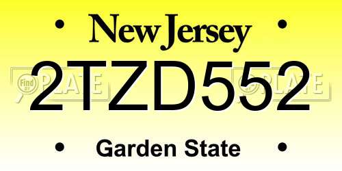 2TZD552 New Jersey License Plate