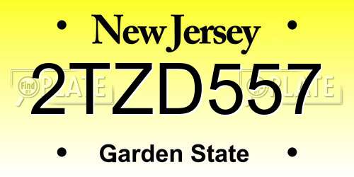 2TZD557 New Jersey License Plate