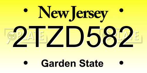 2TZD582 New Jersey License Plate