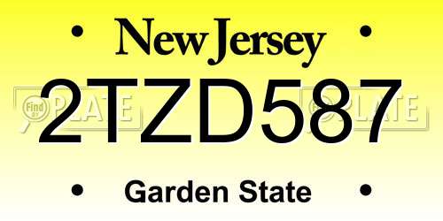 2TZD587 New Jersey License Plate