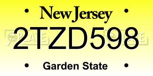 2TZD598 New Jersey License Plate