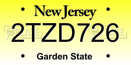 2TZD726 New Jersey License Plate