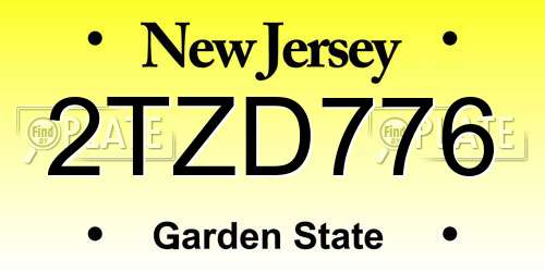 2TZD776 New Jersey License Plate