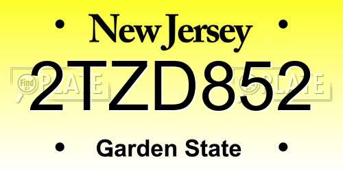 2TZD852 New Jersey License Plate