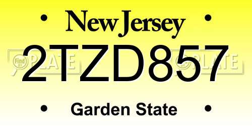 2TZD857 New Jersey License Plate