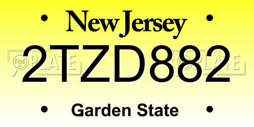 2TZD882 New Jersey License Plate
