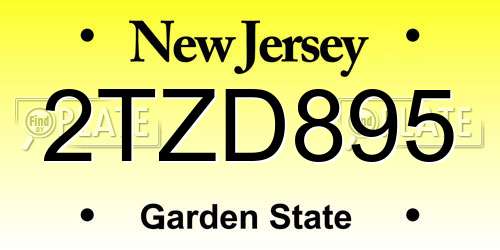 2TZD895 New Jersey License Plate