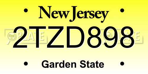 2TZD898 New Jersey License Plate