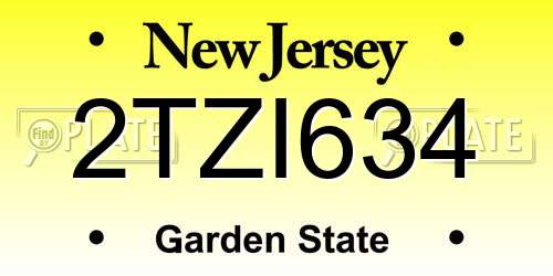 2TZI634 New Jersey License Plate