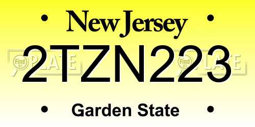 2TZN223 New Jersey License Plate